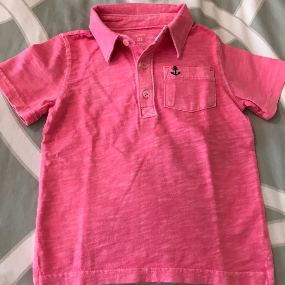 Carter's boy pink polo with anchor